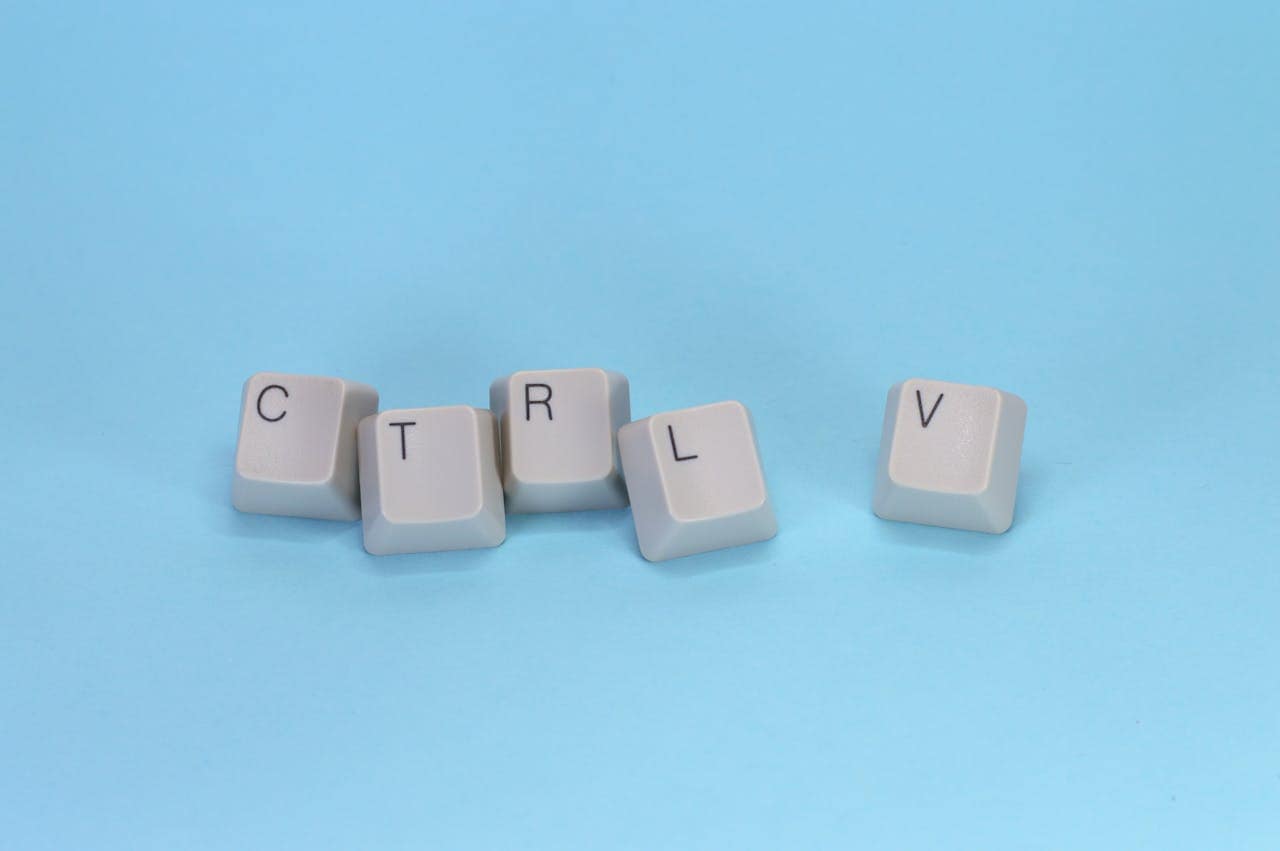 computer keys spelling out CTRL V